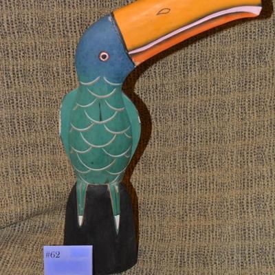 Hand Painted Toucan Folk Art 21.5” Tall