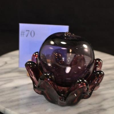 Vintage Amethyst Eight Finger Bowl w/ Matching Glass Apple