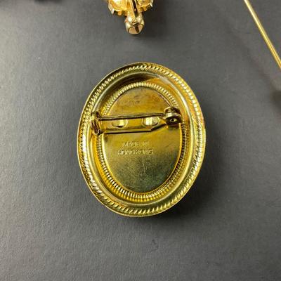 -102- CAMEO | Miscellaneous Gold Tone Hat Pin & Brooches