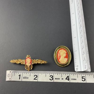 -102- CAMEO | Miscellaneous Gold Tone Hat Pin & Brooches