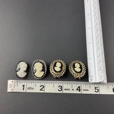 -103- CAMEO | Black Clip Earrings & Brooches