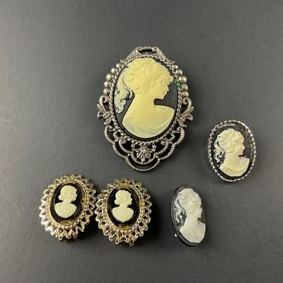 -103- CAMEO | Black Clip Earrings & Brooches