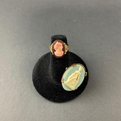 -104- CAMEO | Pink Ring & Light Blue Pin