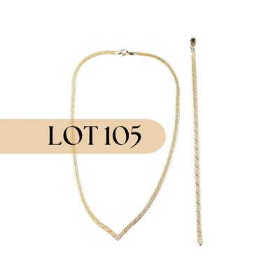 -105- SILVER | Italy Necklace & Bracelet Set | Marked