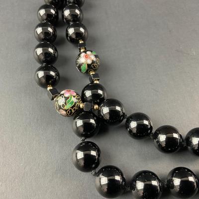 -106- FINE JEWELRY | Stone & Enamel Bead Necklace