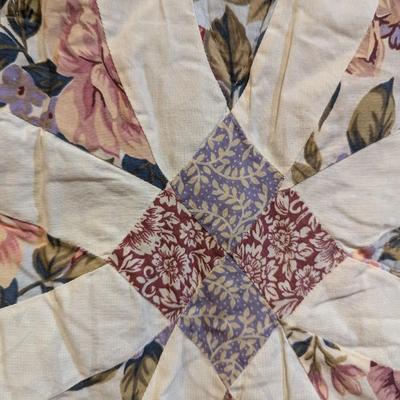 Vintage Double Wedding Ring Hand Pieced Hand Stitched Full Quilt 84"x82"