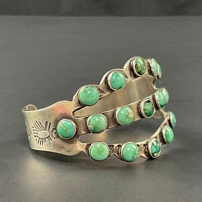 -108- SILVER | Native Stone & Silver Bracelet | Marked