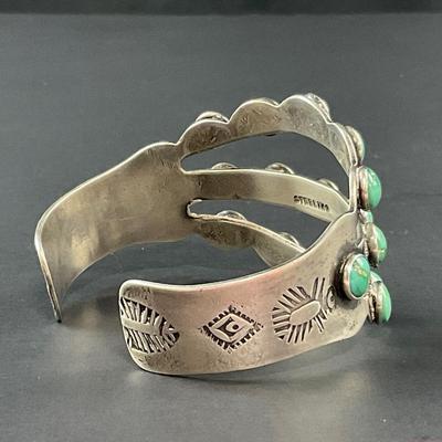 -108- SILVER | Native Stone & Silver Bracelet | Marked