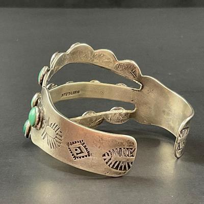 -108- SILVER | Native Stone & Silver Bracelet | Marked