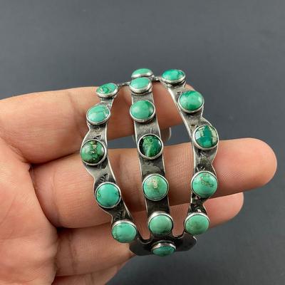 -108- SILVER | Native Stone & Silver Bracelet | Marked