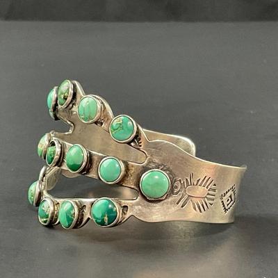 -108- SILVER | Native Stone & Silver Bracelet | Marked