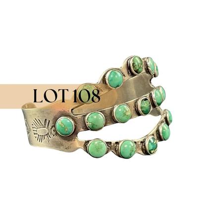 -108- SILVER | Native Stone & Silver Bracelet | Marked