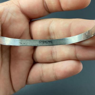 -109- SILVER | Stone & Silver Small Thin Bracelet | Marked