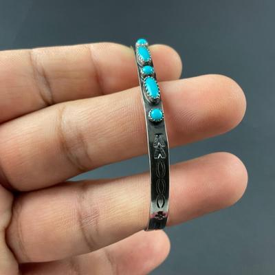 -109- SILVER | Stone & Silver Small Thin Bracelet | Marked