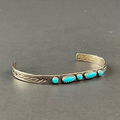 -109- SILVER | Stone & Silver Small Thin Bracelet | Marked