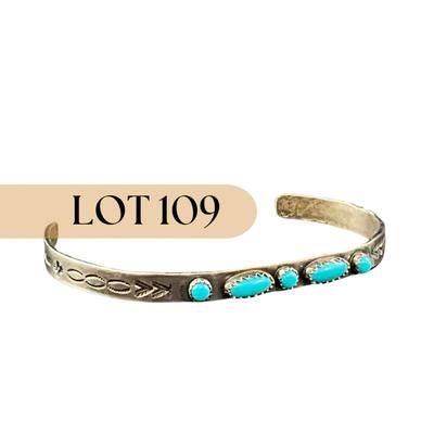 -109- SILVER | Stone & Silver Small Thin Bracelet | Marked