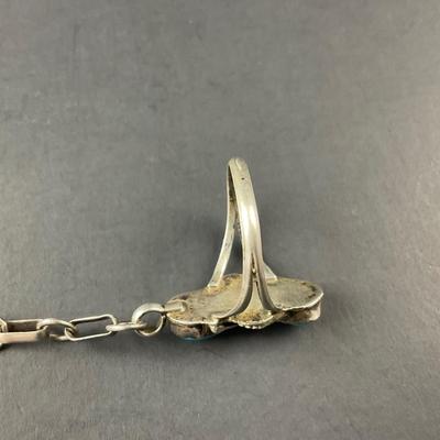 -110- SILVER | RB Sterling Bracelet With Ring Attached | Marked