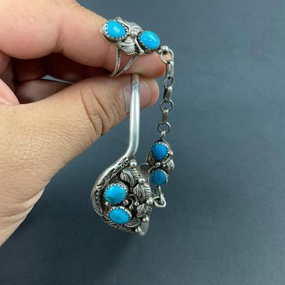 -110- SILVER | RB Sterling Bracelet With Ring Attached | Marked