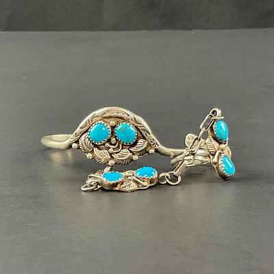 -110- SILVER | RB Sterling Bracelet With Ring Attached | Marked
