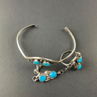 -110- SILVER | RB Sterling Bracelet With Ring Attached | Marked