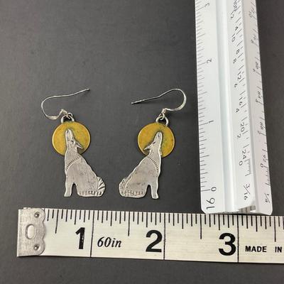 -112- SILVER | Wolf Earrings | Marked