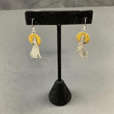 -112- SILVER | Wolf Earrings | Marked