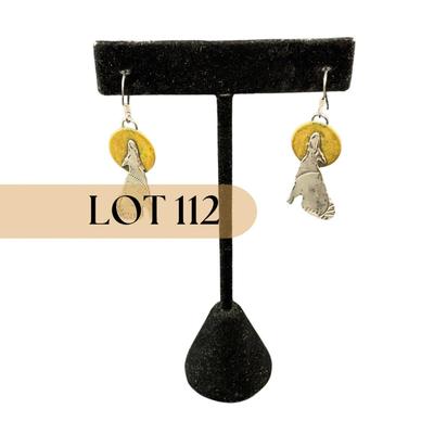 -112- SILVER | Wolf Earrings | Marked
