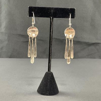 -113- SILVER | MG Sterling Earrings With Blue Stone | Marked