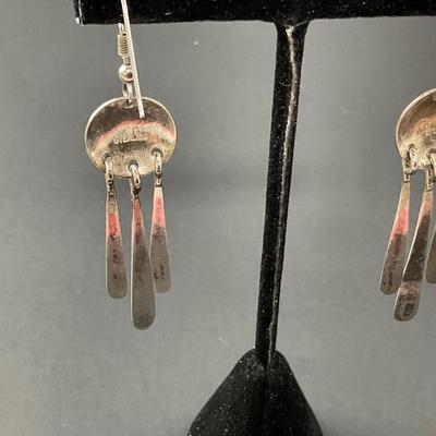 -113- SILVER | MG Sterling Earrings With Blue Stone | Marked