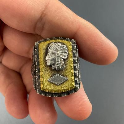 -115- COSTUME JEWELRY | Indian Gold Tone Men’s Ring