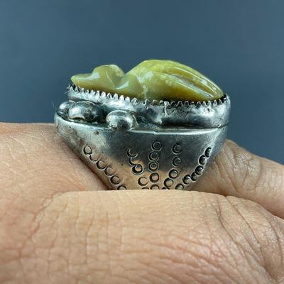 -116- SILVER | Stone Frog & Sterling Silver Men’s Ring