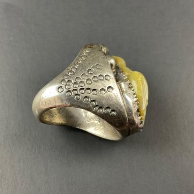 -116- SILVER | Stone Frog & Sterling Silver Men’s Ring