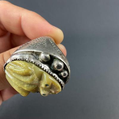 -116- SILVER | Stone Frog & Sterling Silver Men’s Ring