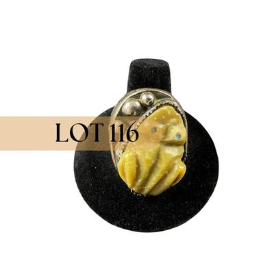 -116- SILVER | Stone Frog & Sterling Silver Men’s Ring