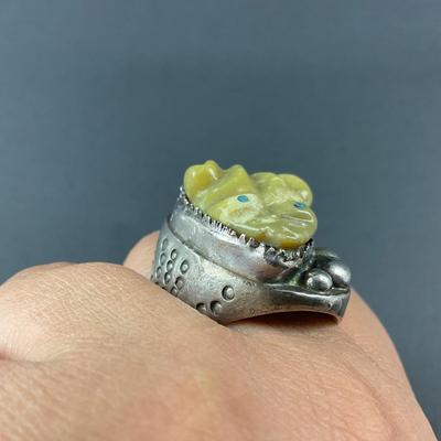 -116- SILVER | Stone Frog & Sterling Silver Men’s Ring