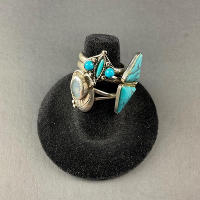 -117- SILVER | Three Stone & Sterling Silver Rings