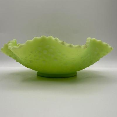 FENTON Uranium Orange Tree & Cherry Orchard Ruffled Bowl (See Destails)