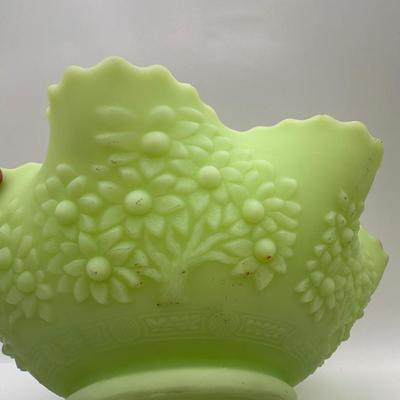 FENTON Uranium Orange Tree & Cherry Orchard Ruffled Bowl (See Destails)
