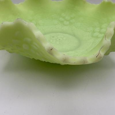 FENTON Uranium Orange Tree & Cherry Orchard Ruffled Bowl (See Destails)