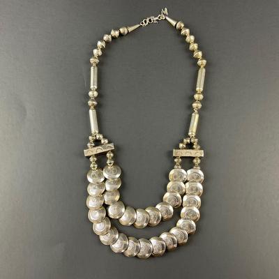 -119- SILVER | Vintage Sterling Silver Puffy Pillow Beads Necklace