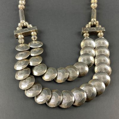 -119- SILVER | Vintage Sterling Silver Puffy Pillow Beads Necklace