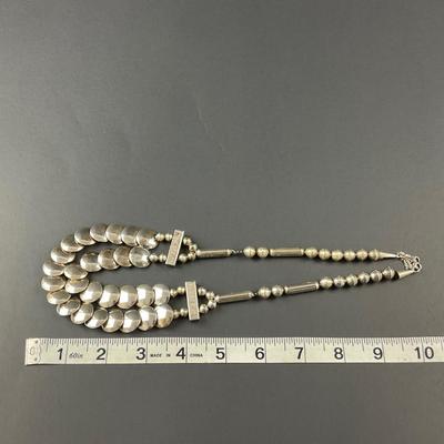 -119- SILVER | Vintage Sterling Silver Puffy Pillow Beads Necklace
