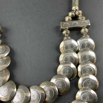 -119- SILVER | Vintage Sterling Silver Puffy Pillow Beads Necklace