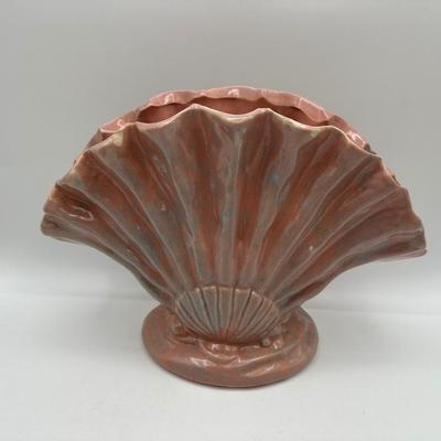 1950's GONDER Pink Iridescent Pottery Fan Vase