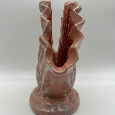 1950's GONDER Pink Iridescent Pottery Fan Vase