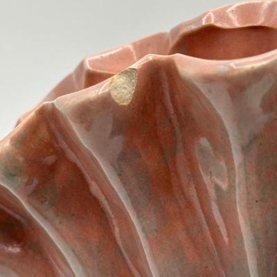 1950's GONDER Pink Iridescent Pottery Fan Vase