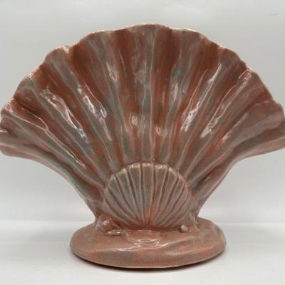 1950's GONDER Pink Iridescent Pottery Fan Vase