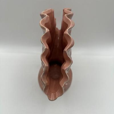1950's GONDER Pink Iridescent Pottery Fan Vase