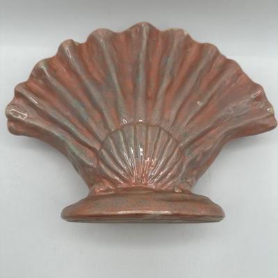 1950's GONDER Pink Iridescent Pottery Fan Vase