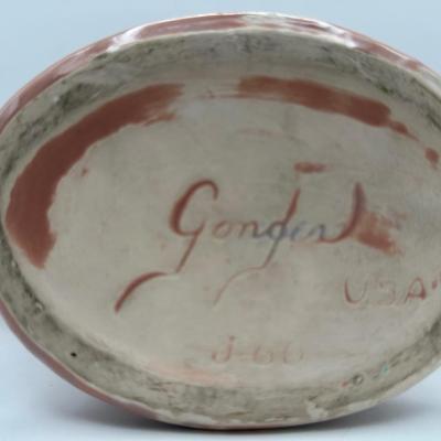 1950's GONDER Pink Iridescent Pottery Fan Vase